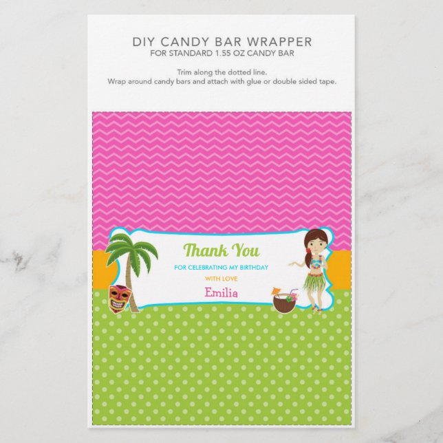 Luau Birthday Party 1,55 oz Snoep Bar Wrapper (Voorkant)