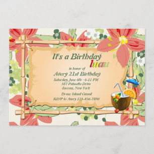 Luau Birthday Party Invitation Kaart