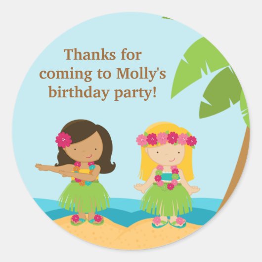 Luau Birthday Party Sticker (Voorkant)