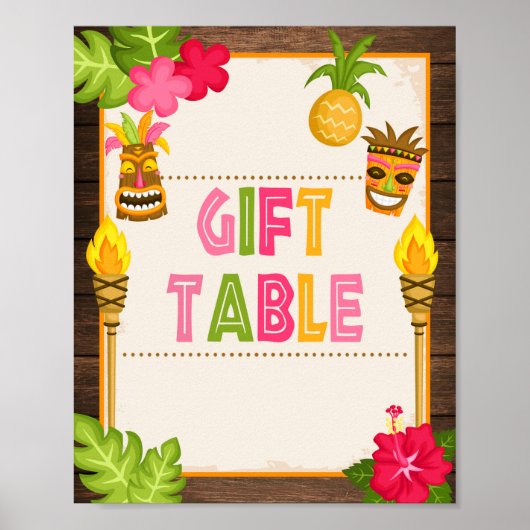 Luau Cadeaotafel Bord Poster (Voorkant)