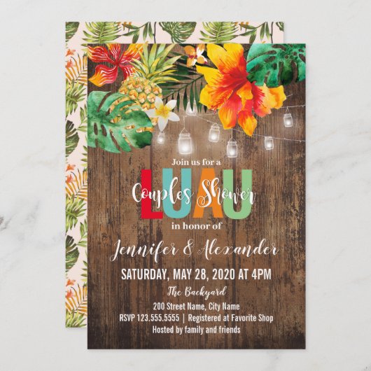 Luau Couples Douche invitation (Devant / Derrière)