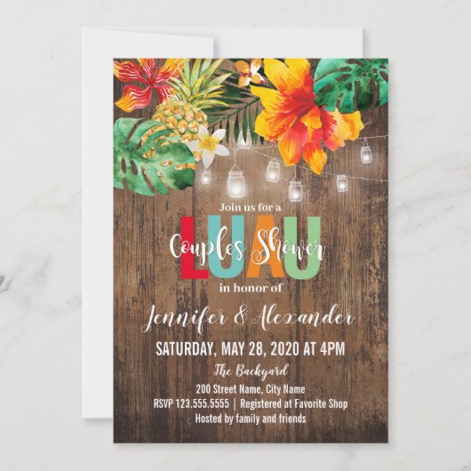 Luau Couples Shower-uitnodiging (Voorkant)