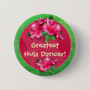 Luau Games Award Buttonnen met roze hibiscus Ronde Button 5,7 Cm