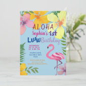 Luau Girl 1er anniversaire Invitation (Debout devant)