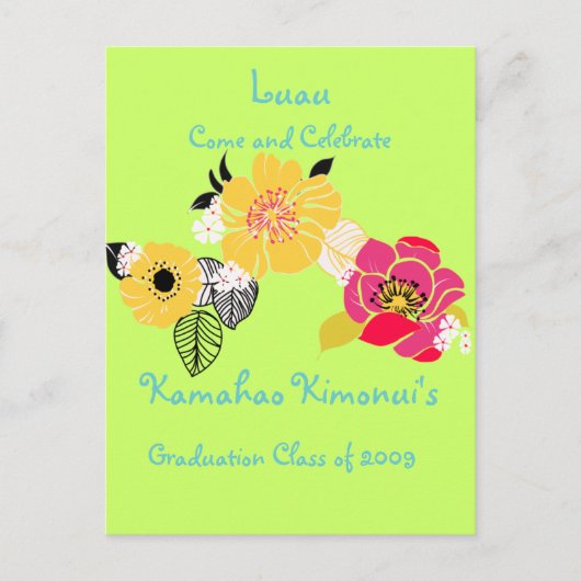 Luau Graduation Uitnodigingen tropische kleuren (Voorkant)