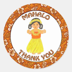 Luau hawaïen ~ Stickers Merci Mahalo