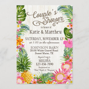 Luau Hawaiian Beach Rustic Couples Shower Kaart