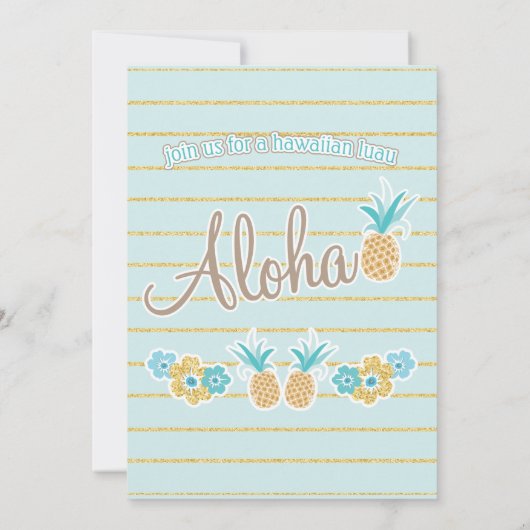 Luau, Hawaiian Pineapple Party Invitations (Dos)