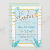 Luau, Hawaiian Pineapple Party Invitations (Devant / Derrière)
