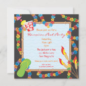 Luau Hawaiian Pool Party Invitation Card (Devant)