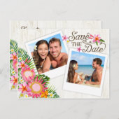 Luau Hawaiian Rustic Beach Save the Date Aankondigingskaart (Voorkant / Achterkant)