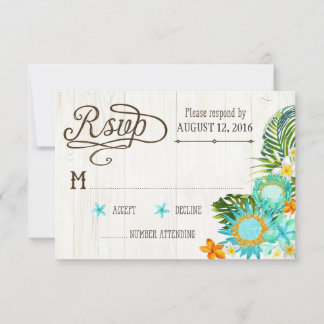 Luau Hawaiian Wedding Beach rustieke strand RSVP-k RSVP Kaartje