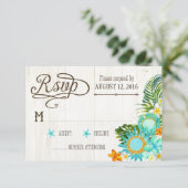 Luau Hawaiian Wedding Beach rustieke strand RSVP-k RSVP Kaartje (Staand voorkant)