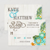Luau Hawaiian Wedding Beach rustieke strand RSVP-k RSVP Kaartje (Voorkant / Achterkant)