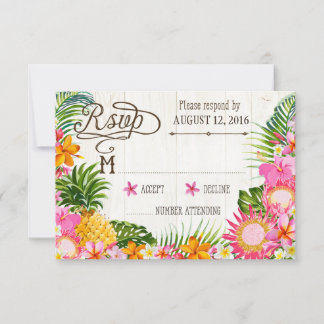 Luau Hawaiian Wedding Beach rustieke strand RSVP-k RSVP Kaartje
