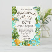 Luau Hawiian Beach Rustic Bachelorette Party Kaart (Staand voorkant)