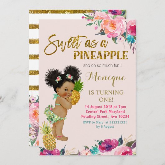 Luau invitation anniversaire Africain-Américain (Devant / Derrière)