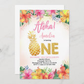 Luau Invitation Anniversaire Fille Premier Anniver (Devant / Derrière)