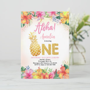 Luau Invitation Anniversaire Fille Premier Anniver