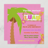 Luau Invitation Pink Kaart (Voorkant / Achterkant)