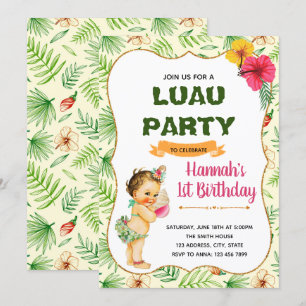 Luau kind verjaardagsfeestje uitnodiging
