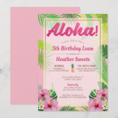 Luau Kinderverjaardagsuitnodiging Kaart (Voorkant / Achterkant)
