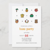 Luau Line Icons Party Invitation (Devant)