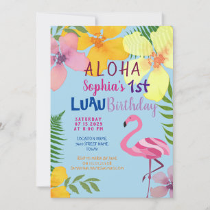 Luau Meisje 1e Verjaardagsuitnodiging Kaart