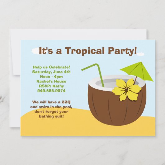 Luau Party Invitation Kaart (Voorkant)