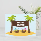Luau Party Invitation Kaart (Staand voorkant)