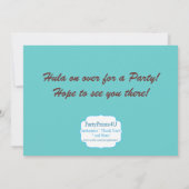 Luau Party Invite, Turquoise Damask en Tiki Man Kaart (Achterkant)