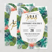 Luau Party Modern Gold Tropical Hawaiian Birthday Kaart (Voorkant / Achterkant)