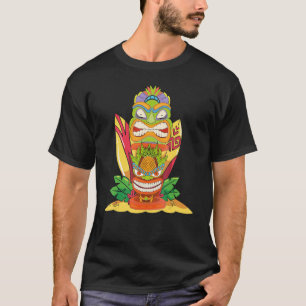 Luau Party Surfboard Polynesisch Standbeeld Tiki M T-shirt