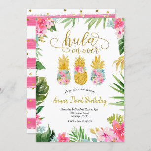 Luau Pineapple Girl Birthday Invitation