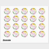Luau Roze Flamingo 1e Verjaardag Bedankt Ronde Sticker (Vel)