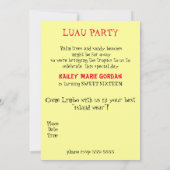 Luau Sweet sixteen Invitation Hawaïen (Dos)