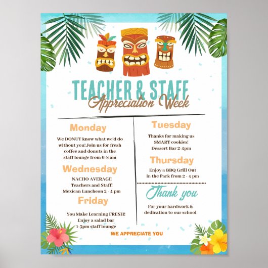 Luau Teacher Appreciation Week Route Poster (Voorkant)