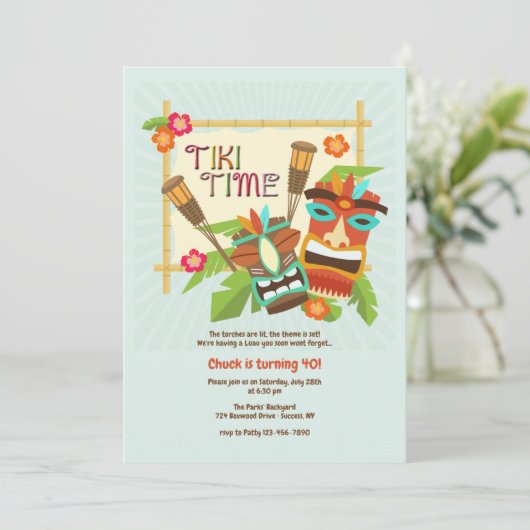 Luau Tiki Feest Kaart (Staand voorkant)