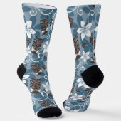LUAU TIKI PATTERN (BLAUW) SOKKEN (Gebogen)
