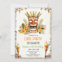 Luau tiki verjaardagsfeest uitnodiging