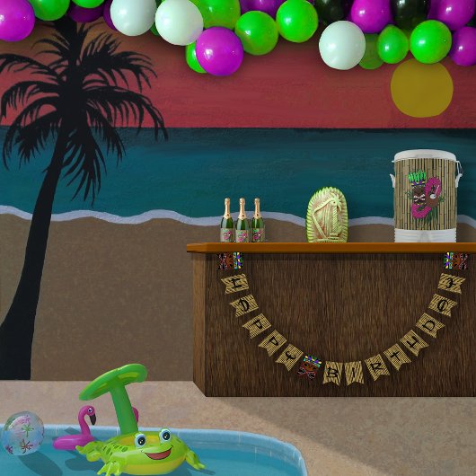 Luau Totems Bamboe Gelukkige Verjaardag Vlaggetjes