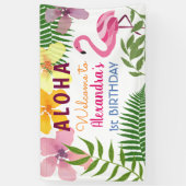 Luau Tropical Flamingo Verjaardag Spandoek (Verticaal)