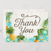 Luau Tropical Floral Beach Rustic Dank u Bedankkaart (Voorkant / Achterkant)