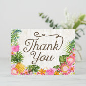 Luau Tropical Floral Beach Rustic Dank u Bedankkaart (Staand voorkant)