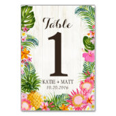 Luau Tropical Floral Rustic Wood Numéro de table (Dos)