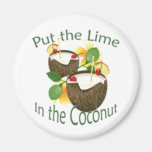 Luau Tropical Party Funny Coconut Drink Magnet (Devant)