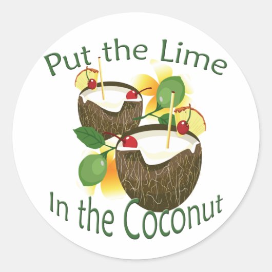 Luau Tropical Party Funny Coconut Drink Sticker (Devant)