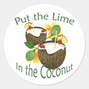 Luau Tropical Party Funny Coconut Drink Sticker
