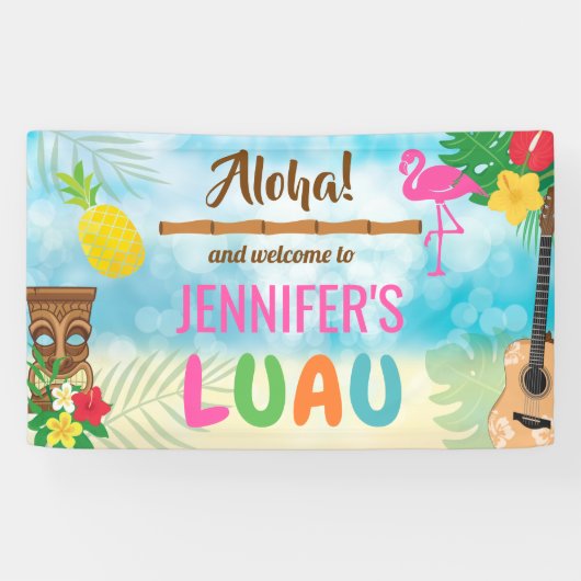 Luau Tropical Theme Spandoek (Horizontaal)