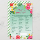 Luau Tropisch Baby shower Game PRINED (Voorkant / Achterkant)